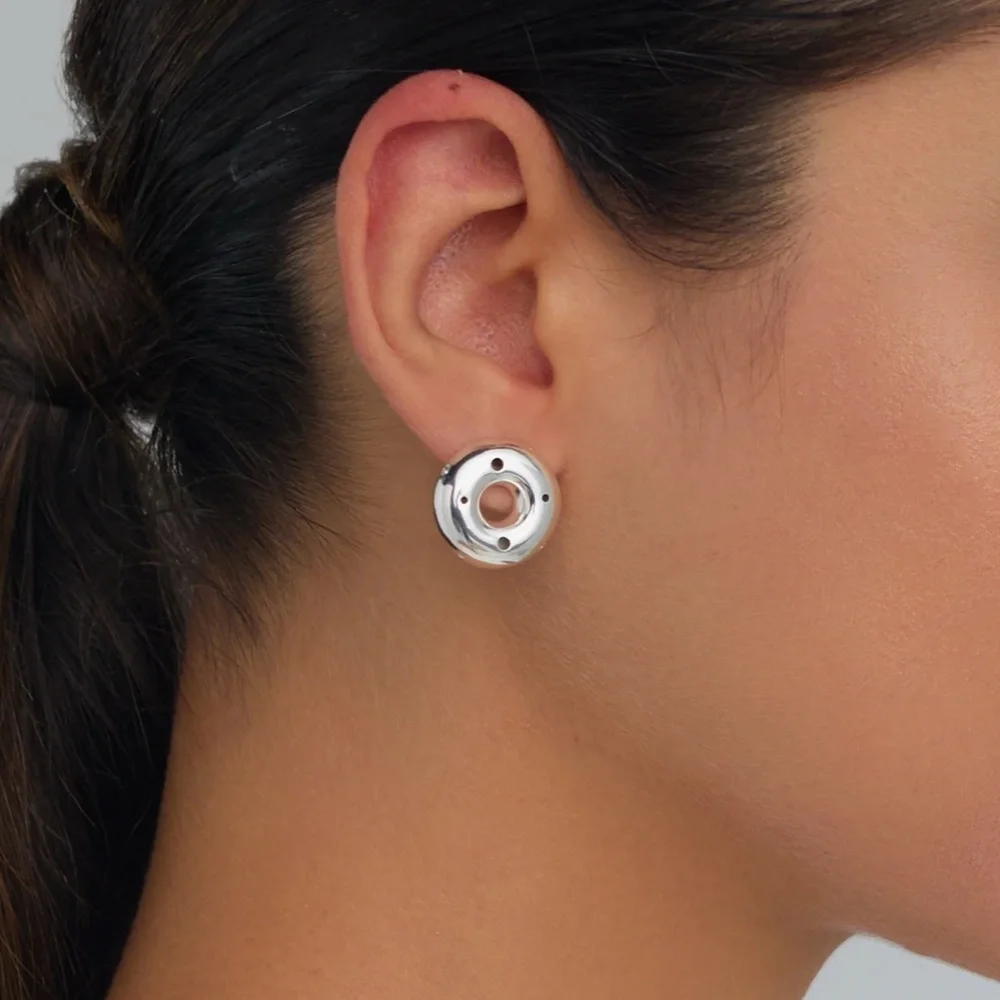 NWT Paula Mendoza Mini Dona Earrings Silver - Picture 2 of 3